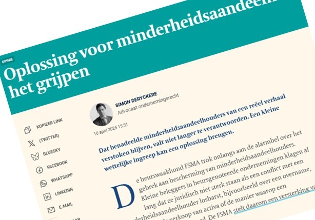Oplossing voor minderheidsaandeelhouders ligt voor het grijpen